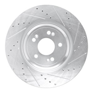 Genesis GV70 Brake Rotor (1) - Front Right - R1 Concepts - Drilled & Slotted - Silver - `21-`25